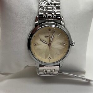Invicta Watch Floral Sunburst Dial Crystal Accents 69308 Silver Champagne